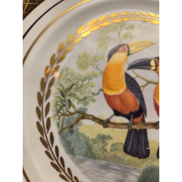 Large Decorative Plate Hand Painted Royal Copenhagen Denmark Tucans Bird Motiff - Picture 4 of 10